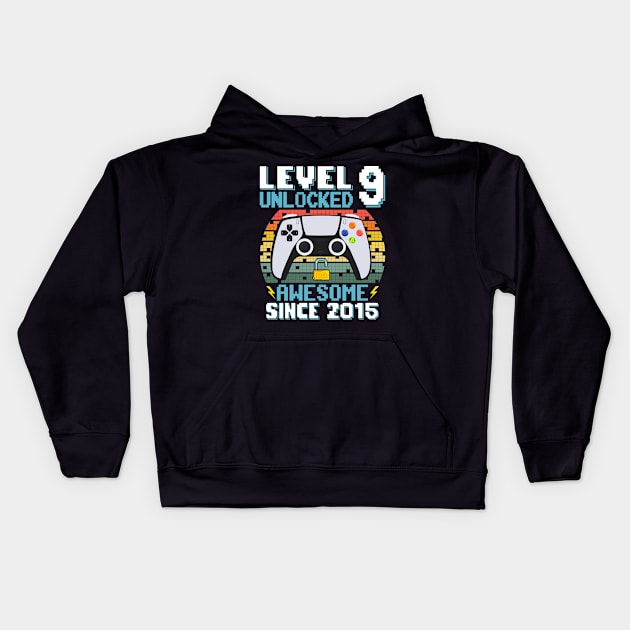 Level 9 Unlocked Awesome Since 2015 Kids Hoodie by Asg Design